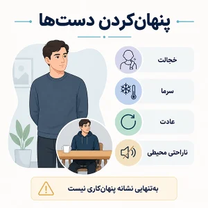 ۳. پنهان‌کردن دست‌ها